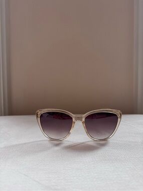 Rachel Zoe Transparent Beige Cat-Eye Sunglasses with Gradient Gray Lenses